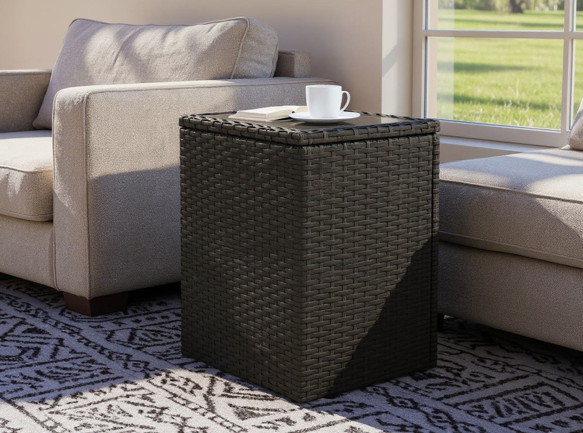 Beistelltisch 58 cm mit sauberer Glasplatte aus gehaertetem Sicherheitsglas