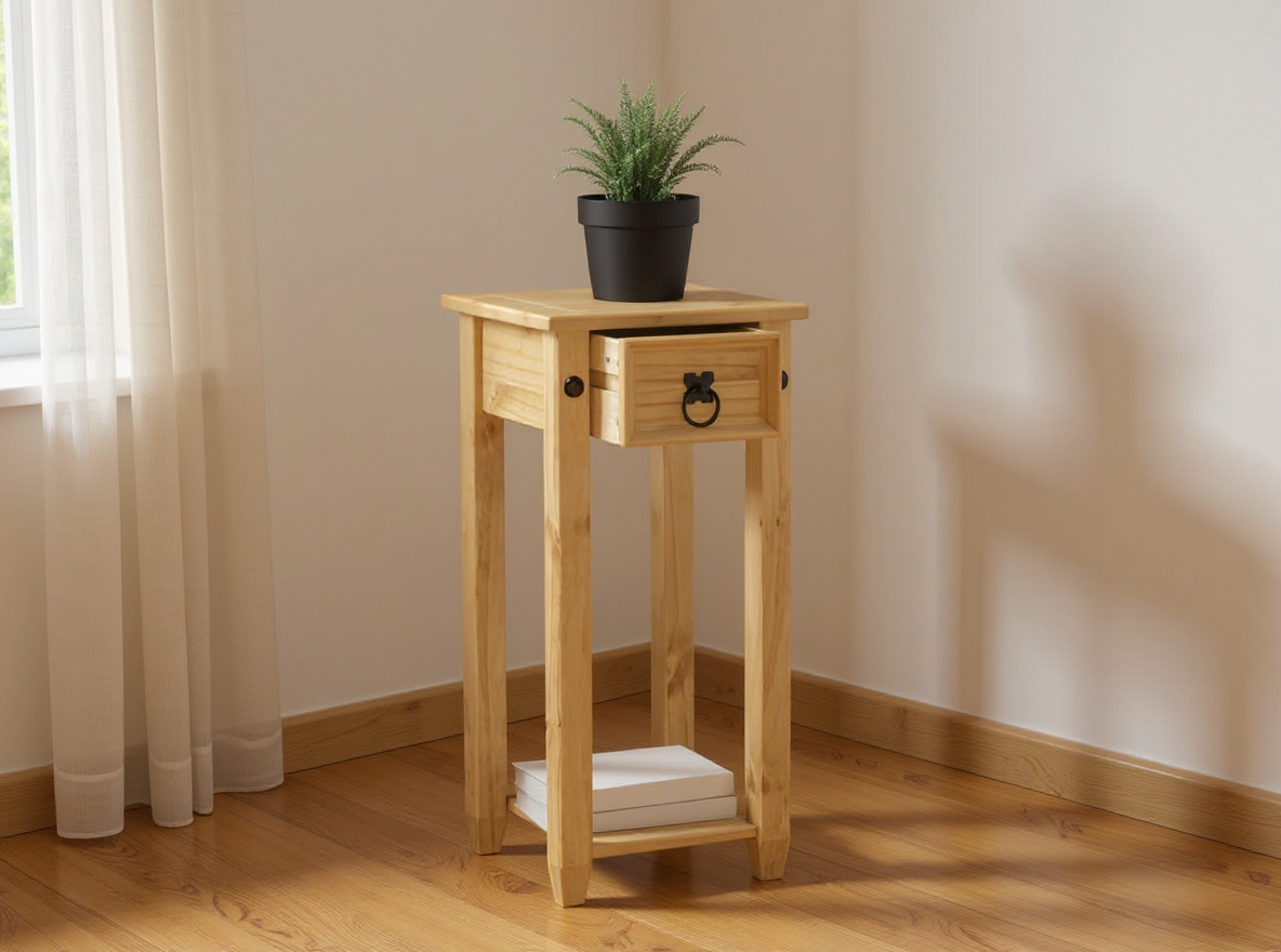 Blumenhocker 73 cm aus Kiefer massiv mit schwerem Pflanzkübel, belastbar bis 75 kg