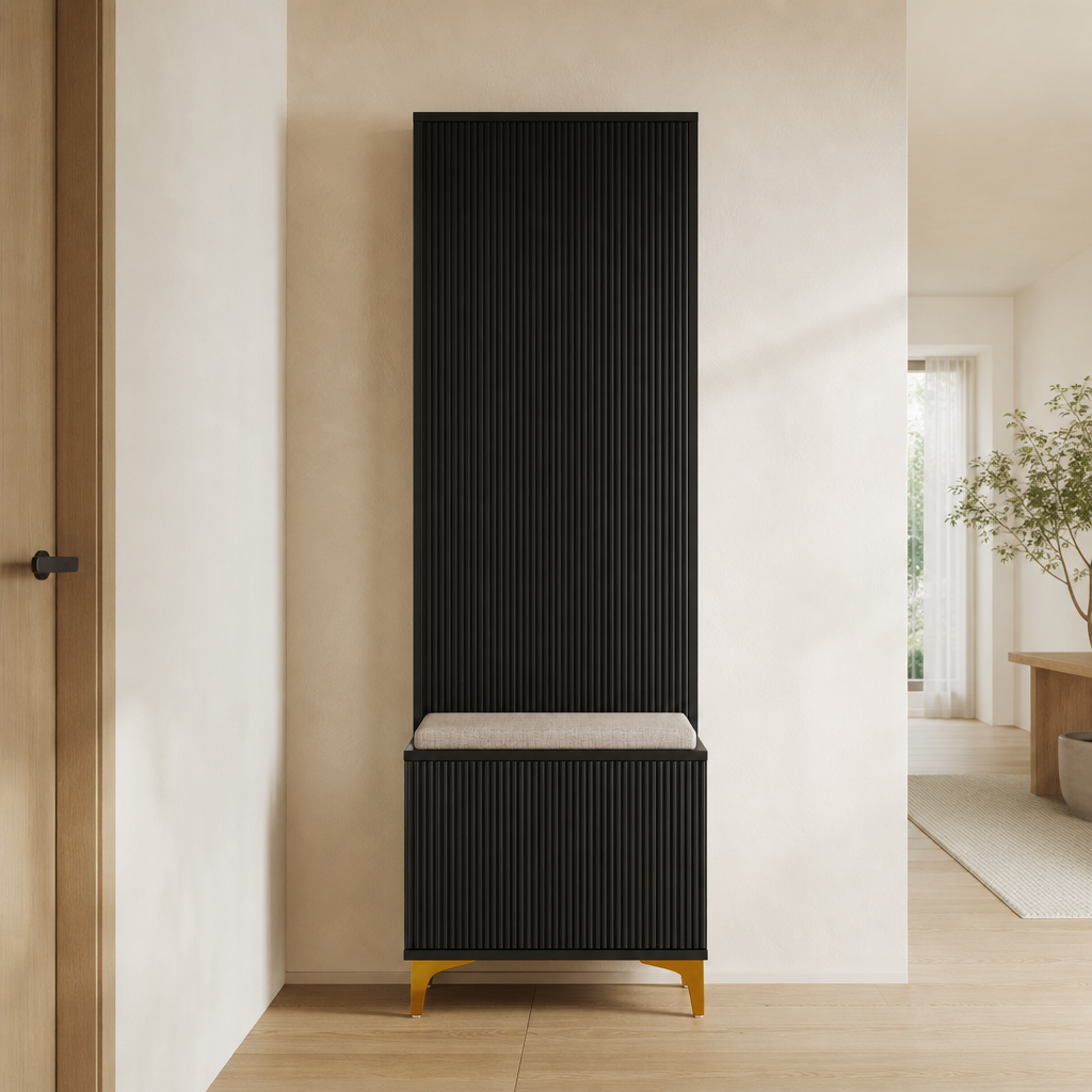 Garderobe 60 cm Schwarz & Gold – Ohne Griffe