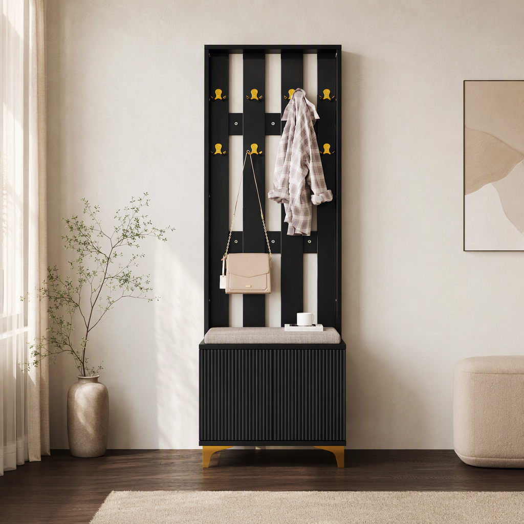 Garderobe 60 cm Schwarz & Gold – Schwarz mit Gold