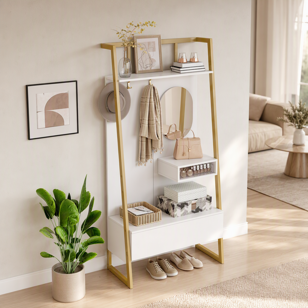 Garderobe 78 cm Weiß – Alles offen, alles griffbereit