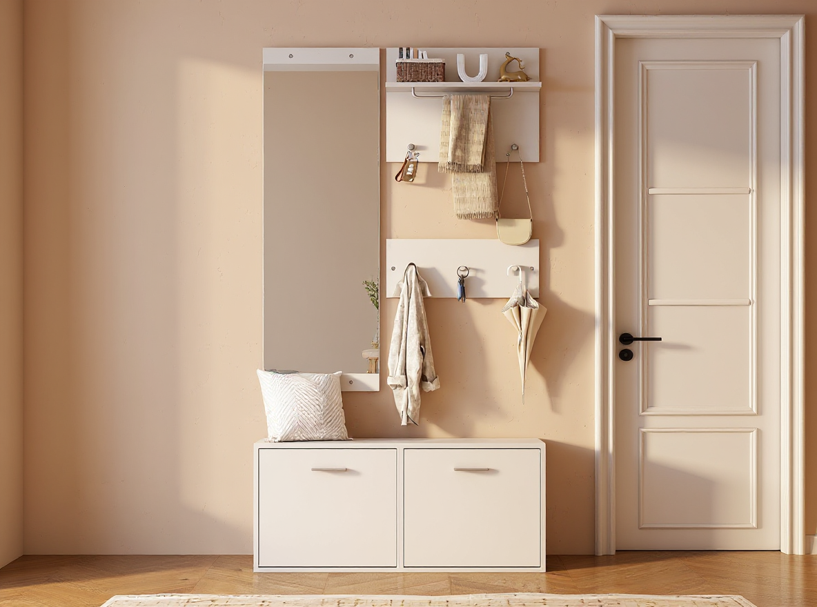 Schuhschrank des Garderobensets 90 cm in Weiß, 41,5 cm hoch auf Sitzhöhe