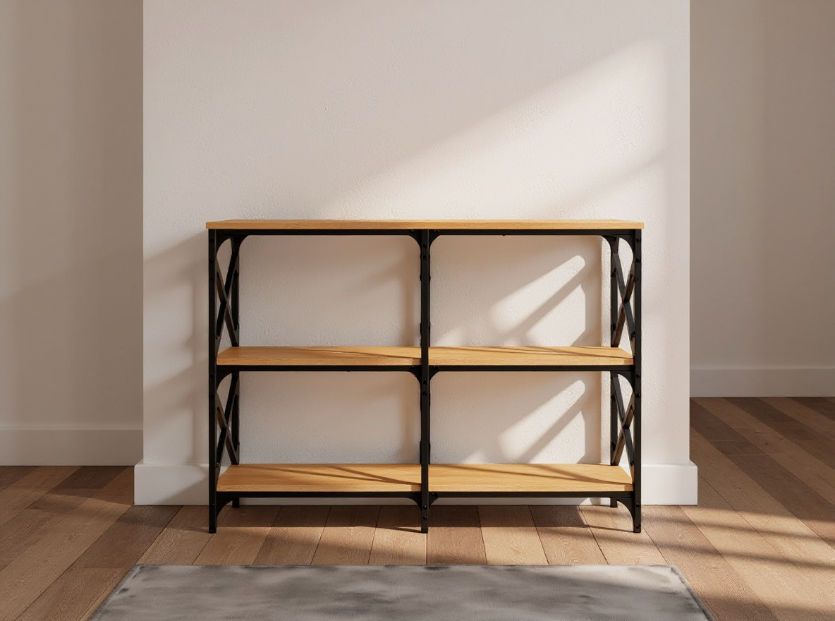 Konsolentisch 100 cm Sonoma Eiche Stahl mit nur 28 cm Tiefe an der Flurwand