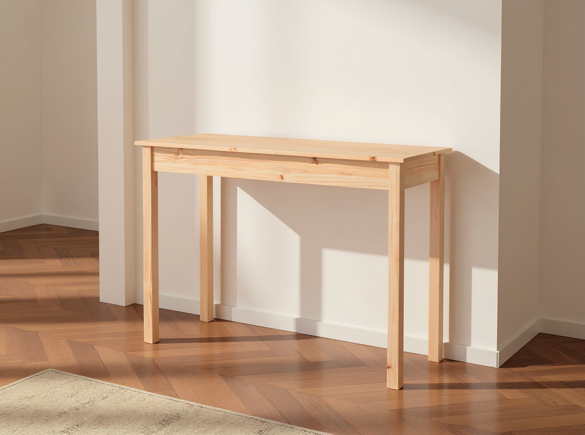 Konsolentisch 110 cm Kiefer massiv unbehandelt mit Holzöl und Tuch zum Selbstbehandeln
