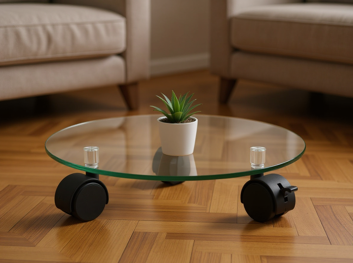 Pflanzenroller 28 cm mit drei Lenkrollen, eine davon gebremst, aus niedriger Perspektive
