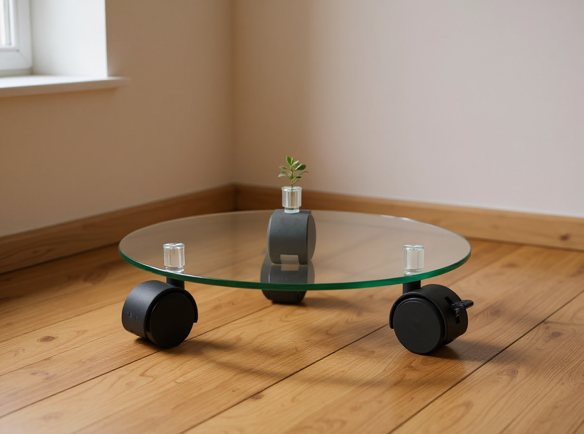 Pflanzenroller 28 cm mit Hartglasplatte, 5 mm stark, rau geschliffen