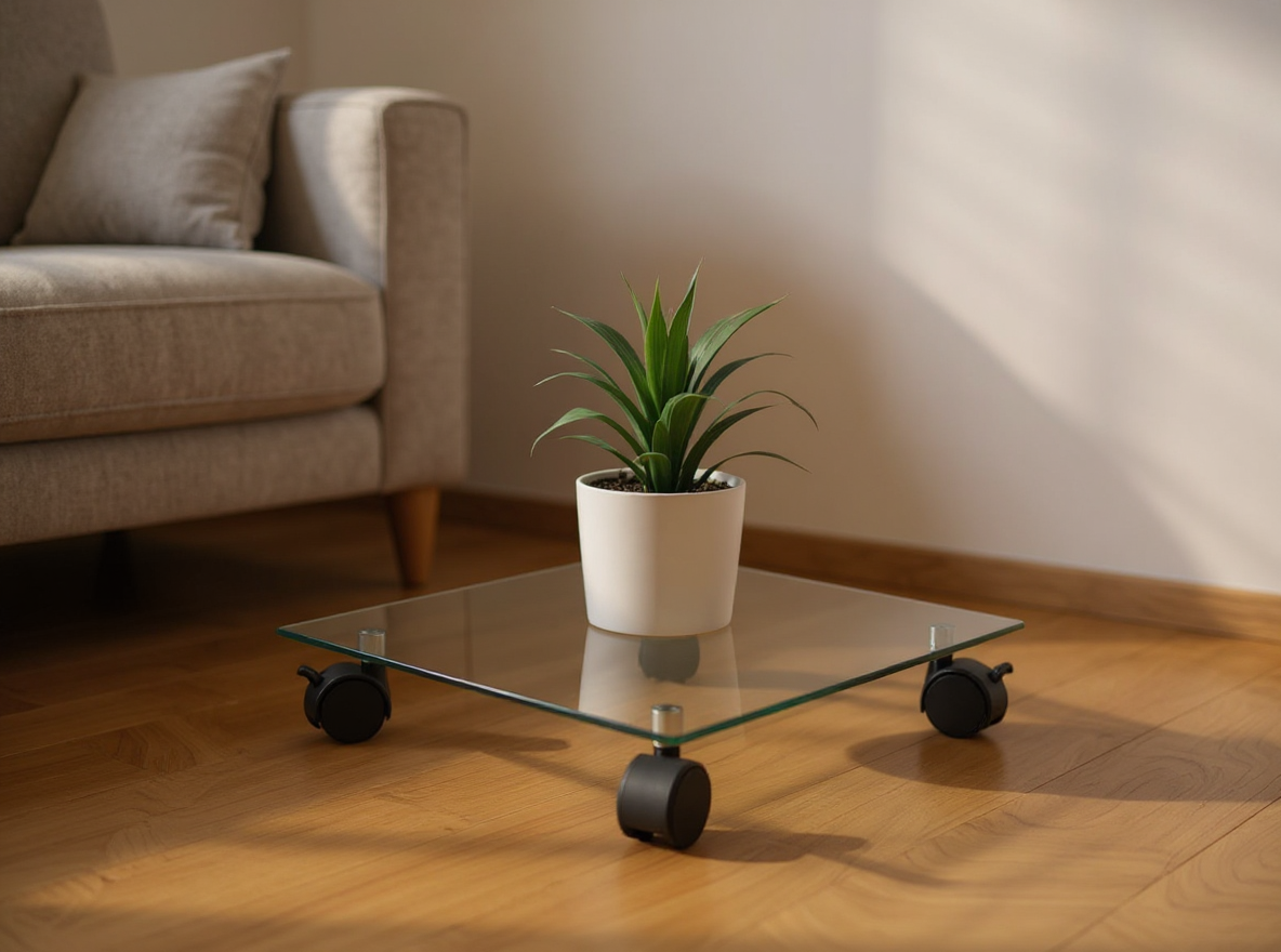 Pflanzenroller 35 x 35 cm mit vier Lenkrollen und zwei Bremsen, festgestellt