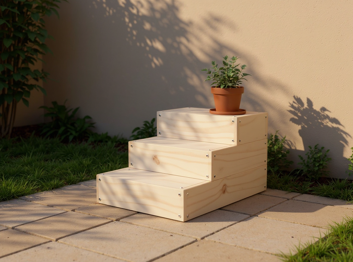 Pflanzentreppe 80,5 cm breit Weiß aus massiver Kiefer und Douglasie im Garten