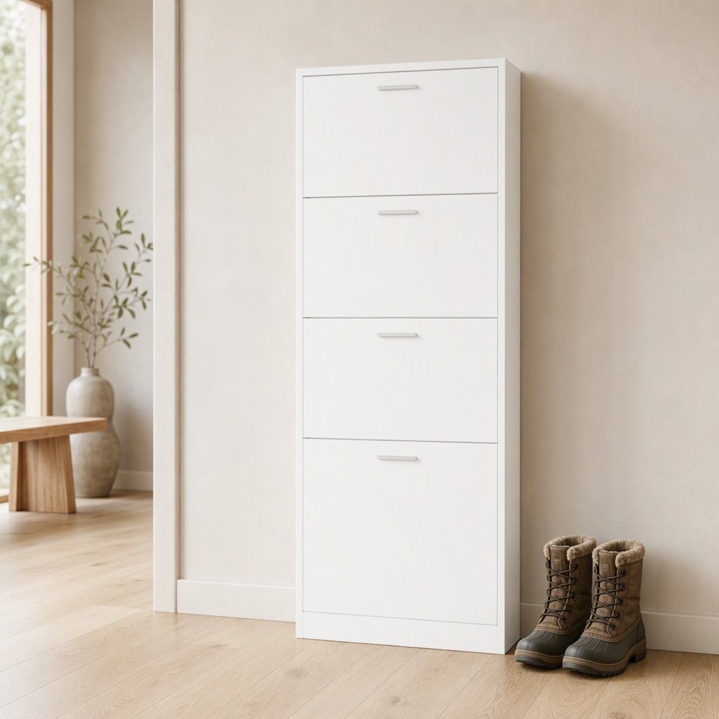 Schuhschrank 59 cm Weiß – Staubfrei verstaut