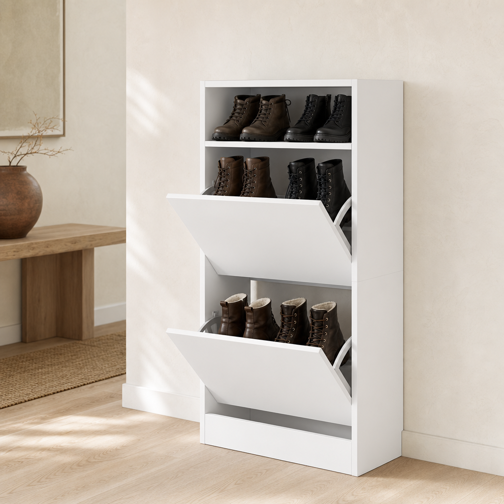 Schuhschrank 60 cm Weiß – Trägt 40 kg