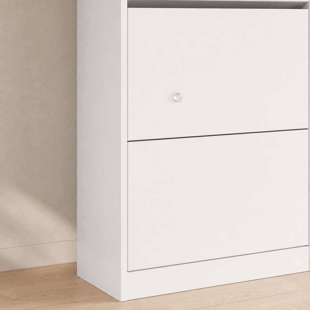 Schuhschrank 60 cm Weiß – Glatte Oberfläche