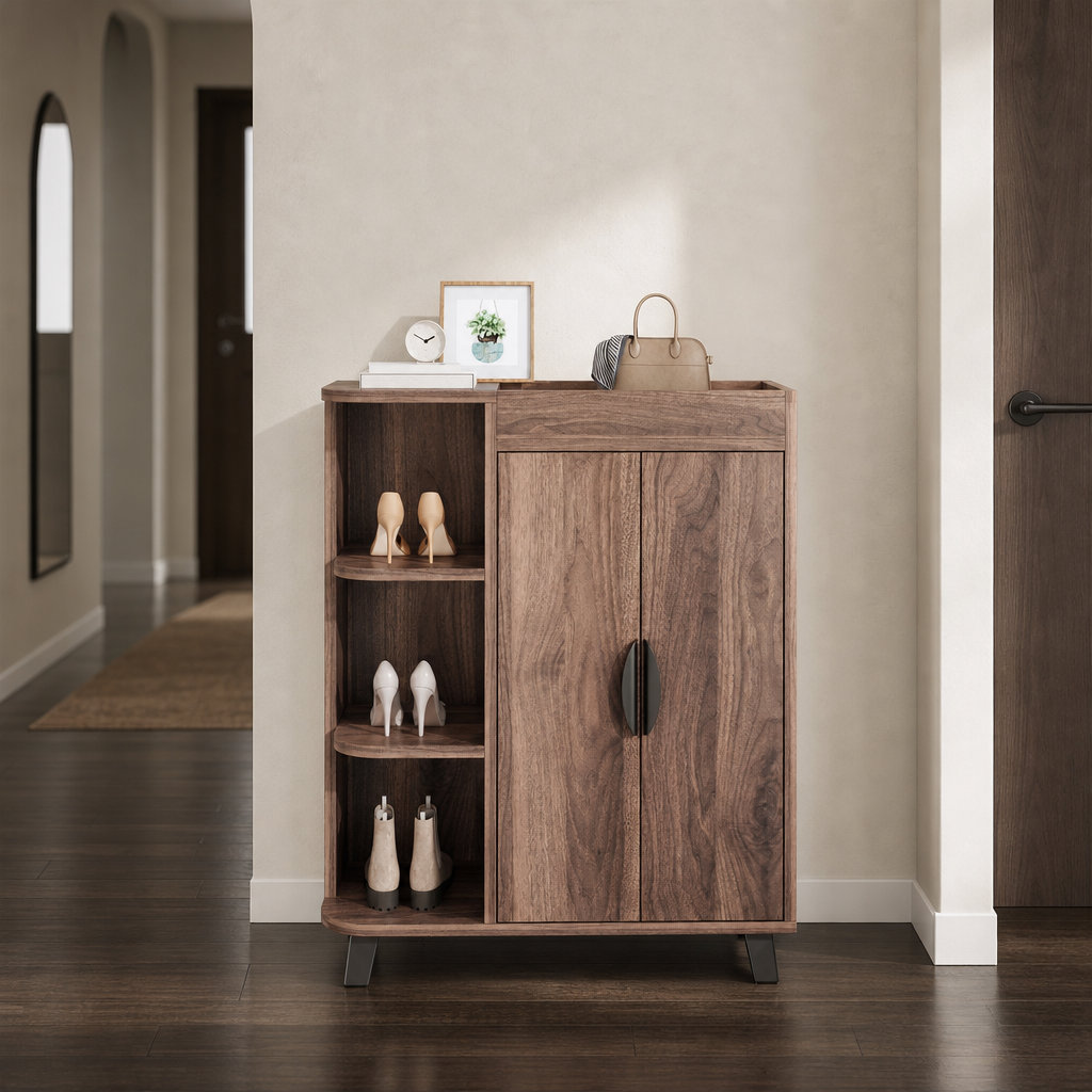 Schuhschrank 80 cm Nussbaum – Nussbaum-Optik statt Weiß