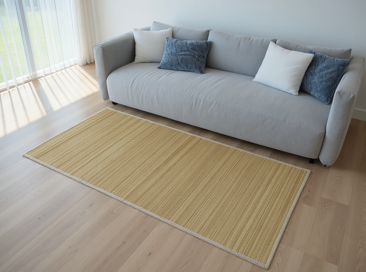 Bambusteppich Braun 150 x 200 cm im offenen Wohn- und Essbereich, feucht abwischbar