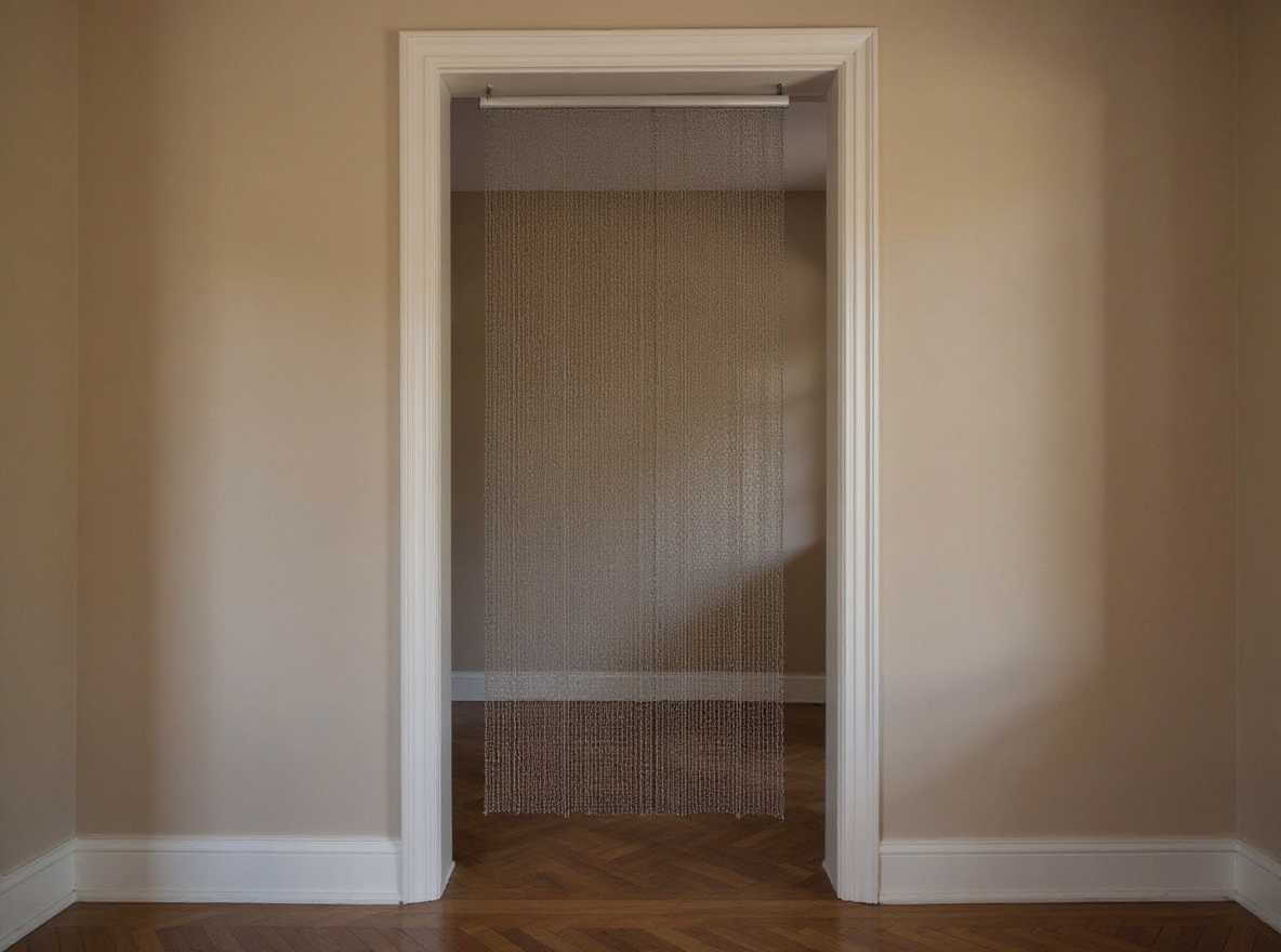 Türvorhang 90 × 212 cm Aluminium Silber passgenau im Türrahmen