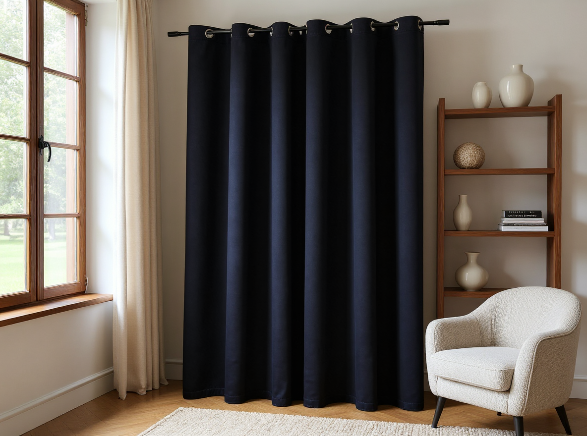 Verdunkelungsvorhang 290 × 245 cm Samt im ruhig eingerichteten Wohnraum