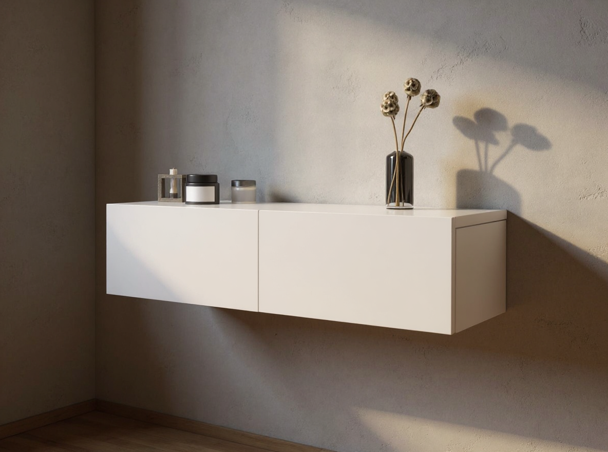 Wandregal 60 cm mit Schublade an massiver Wand, 60 kg Traglast