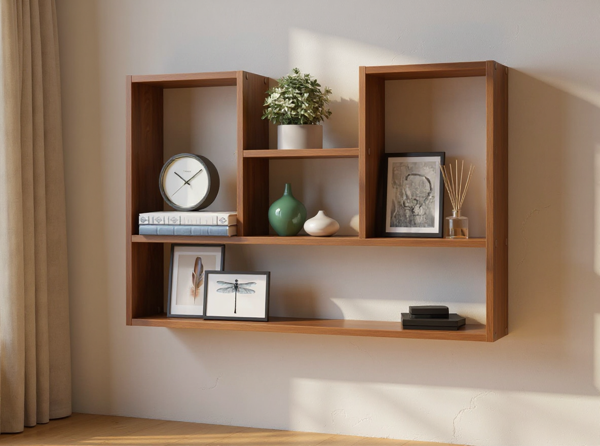 Wandregal 99 cm Holzoptik mit Büchern beladen, 25 kg Traglast