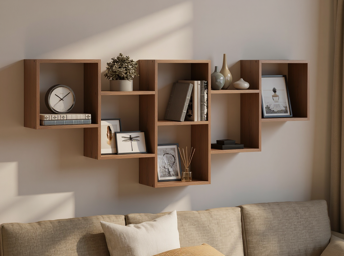 Wandregal-Set 159 cm Betongrau mit Büchern und Boxen, 25 kg Traglast gesamt