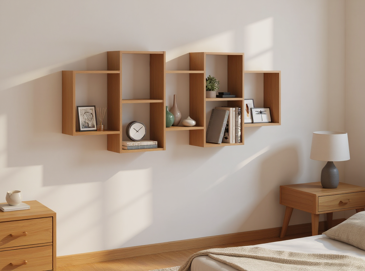 Wandregal-Set 159 cm Sonoma Eiche im Schlafzimmer, Farbton passend zum Raum