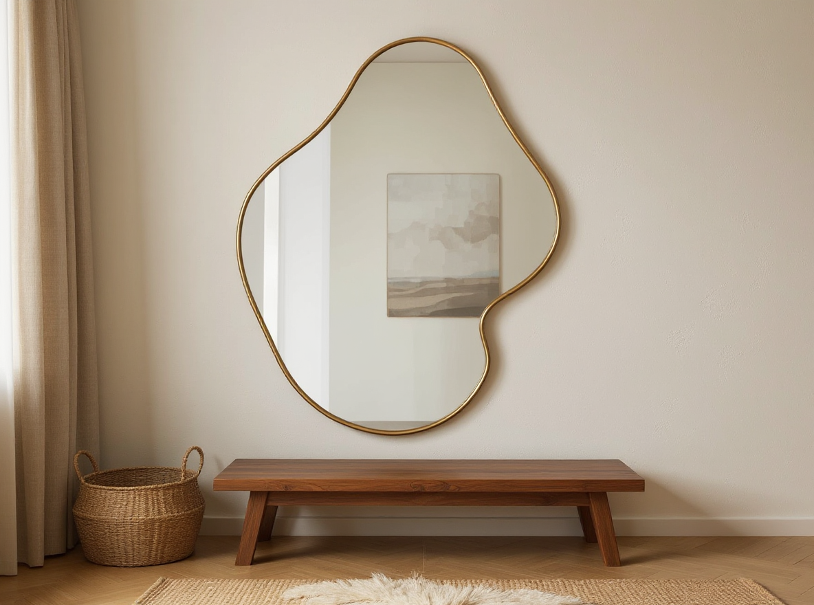 Asymmetrischer Wandspiegel Gold 60 x 50 cm an der Wand ohne Stellflaeche